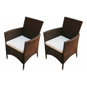 vidaXL Patio Chairs 2 pcs Poly Rattan Brown