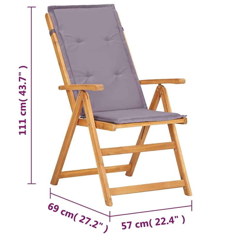 vidaXL Reclining Patio Chairs 2 pcs Brown Solid Acacia Wood