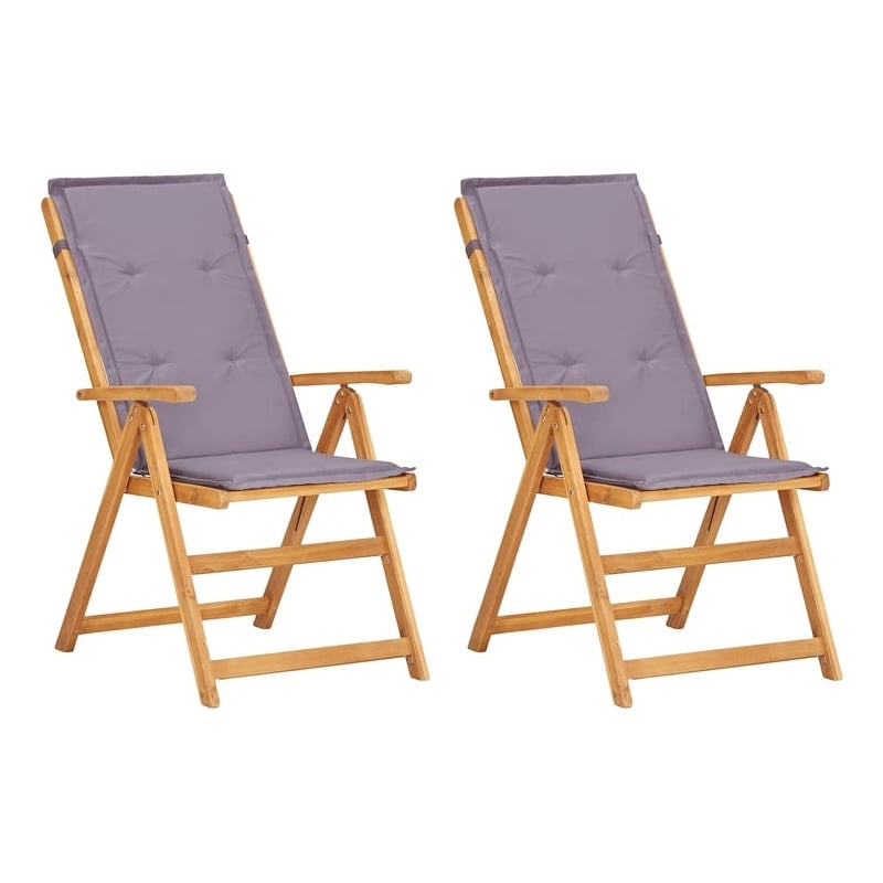vidaXL Reclining Patio Chairs 2 pcs Brown Solid Acacia Wood