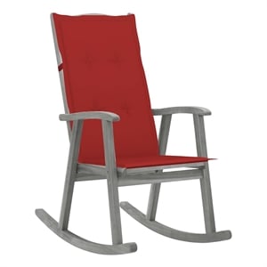 vidaXL Rocking Chair with Cushions Gray Solid Acacia Wood