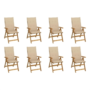 vidaXL Folding Patio Chairs with Cushions 8 pcs Solid Acacia Wood