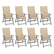 vidaXL Patio Reclining Chairs with Cushions 8 pcs Gray Acacia Wood