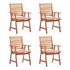 vidaXL Patio Dining Chairs 4 pcs with Cushions Solid Acacia Wood