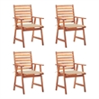 vidaXL Patio Dining Chairs 4 pcs with Cushions Solid Acacia Wood