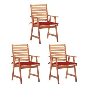 vidaXL Patio Dining Chairs 3 pcs with Cushions Solid Acacia Wood