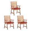 vidaXL Patio Dining Chairs 3 pcs with Cushions Solid Acacia Wood