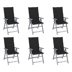 vidaXL Patio Reclining Chairs 6 pcs with Cushions Solid Acacia Wood