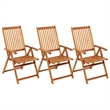 vidaXL Folding Patio Chairs 3 pcs with Cushions Solid Acacia Wood
