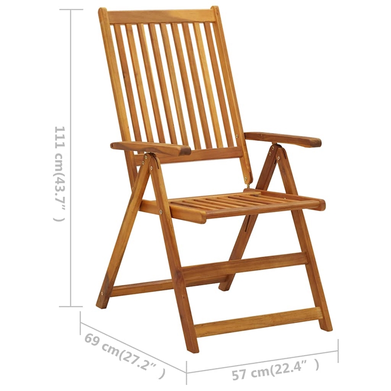 vidaXL Folding Patio Chairs 3 pcs with Cushions Solid Acacia Wood