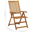 vidaXL Folding Patio Chairs 3 pcs with Cushions Solid Acacia Wood