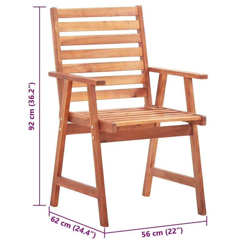 vidaXL Patio Dining Chairs 3 pcs with Cushions Solid Acacia Wood