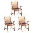 vidaXL Patio Dining Chairs 3 pcs with Cushions Solid Acacia Wood
