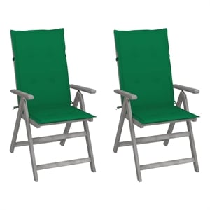 vidaXL Patio Reclining Chairs 2 pcs with Cushions Solid Acacia Wood