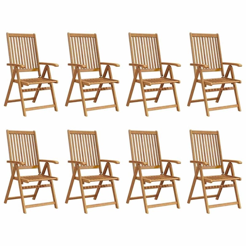 vidaXL Folding Patio Chairs 8 pcs Solid Acacia Wood