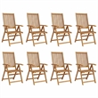 vidaXL Folding Patio Chairs 8 pcs Solid Acacia Wood