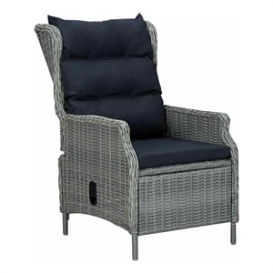 vidaXL Reclining Patio Chair with Cushions Poly Rattan Light Gray