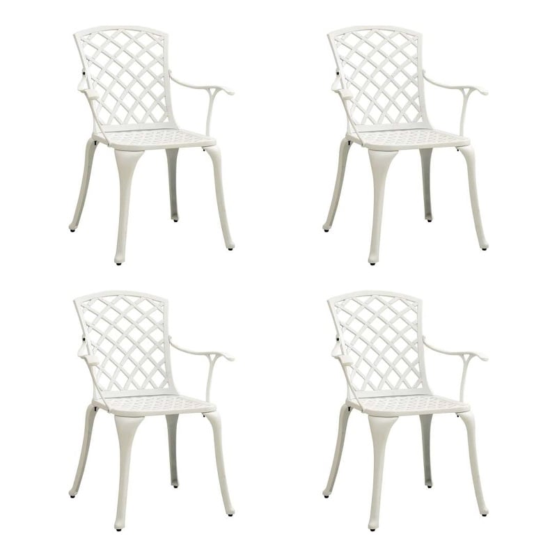 vidaXL Patio Chairs 4 pcs Cast Aluminum White