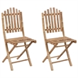 vidaXL Folding Patio Chairs 2 pcs with Cushions Bamboo