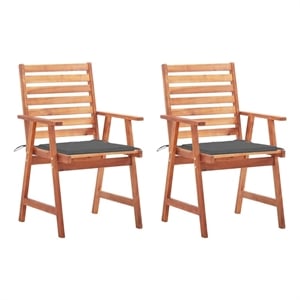 vidaXL Patio Dining Chairs 2 pcs with Cushions Solid Acacia Wood