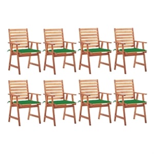 vidaXL Patio Dining Chairs 8 pcs with Cushions Solid Acacia Wood