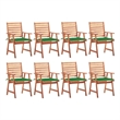 vidaXL Patio Dining Chairs 8 pcs with Cushions Solid Acacia Wood