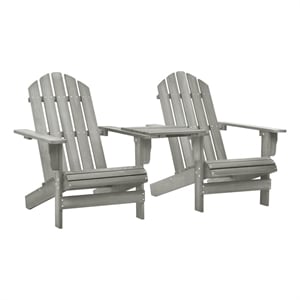vidaXL Patio Adirondack Chairs with Tea Table Solid Wood Fir Gray