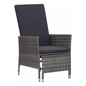 vidaXL Reclining Patio Chair with Cushions Poly Rattan Gray