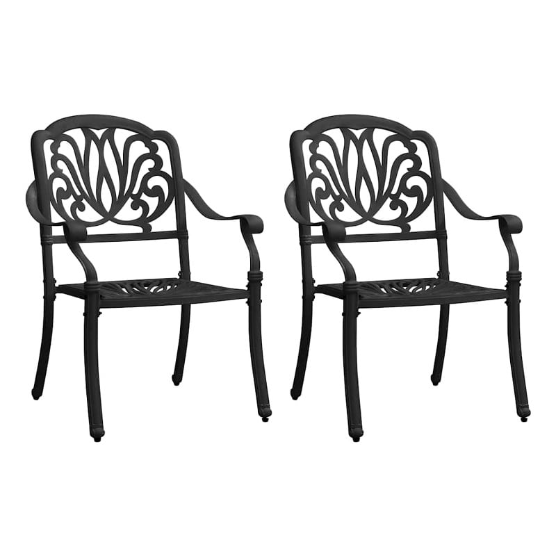 vidaXL Patio Chairs 2 pcs Cast Aluminum Black