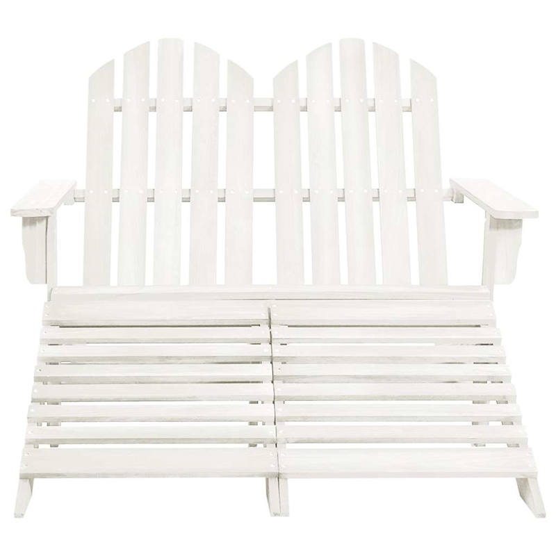 vidaXL 2-Seater Patio Adirondack Chair&Ottoman Fir Wood White