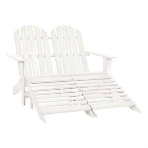 vidaXL 2-Seater Patio Adirondack Chair&Ottoman Fir Wood White