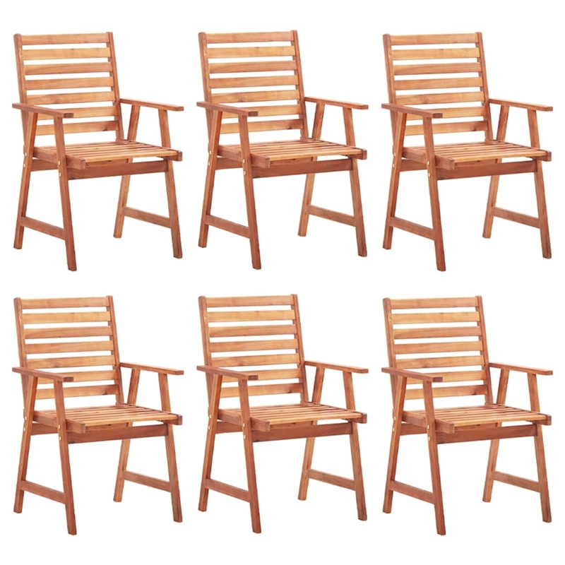 vidaXL Patio Dining Chairs 6 pcs with Cushions Solid Acacia Wood