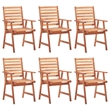 vidaXL Patio Dining Chairs 6 pcs with Cushions Solid Acacia Wood