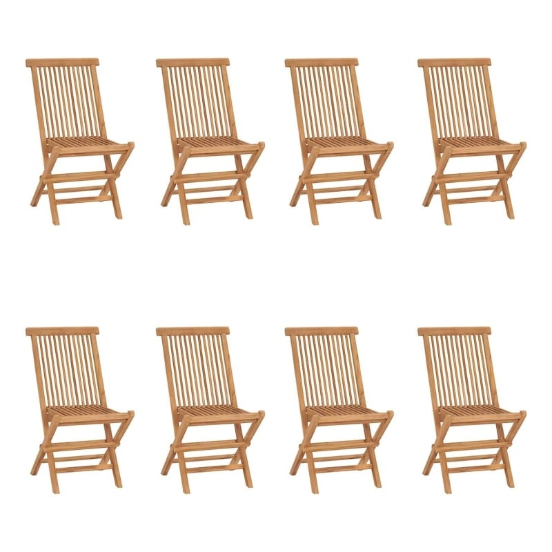 vidaXL Folding Patio Chairs 8 pcs Solid Teak Wood
