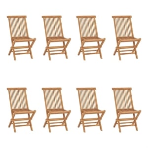 vidaXL Folding Patio Chairs 8 pcs Solid Teak Wood