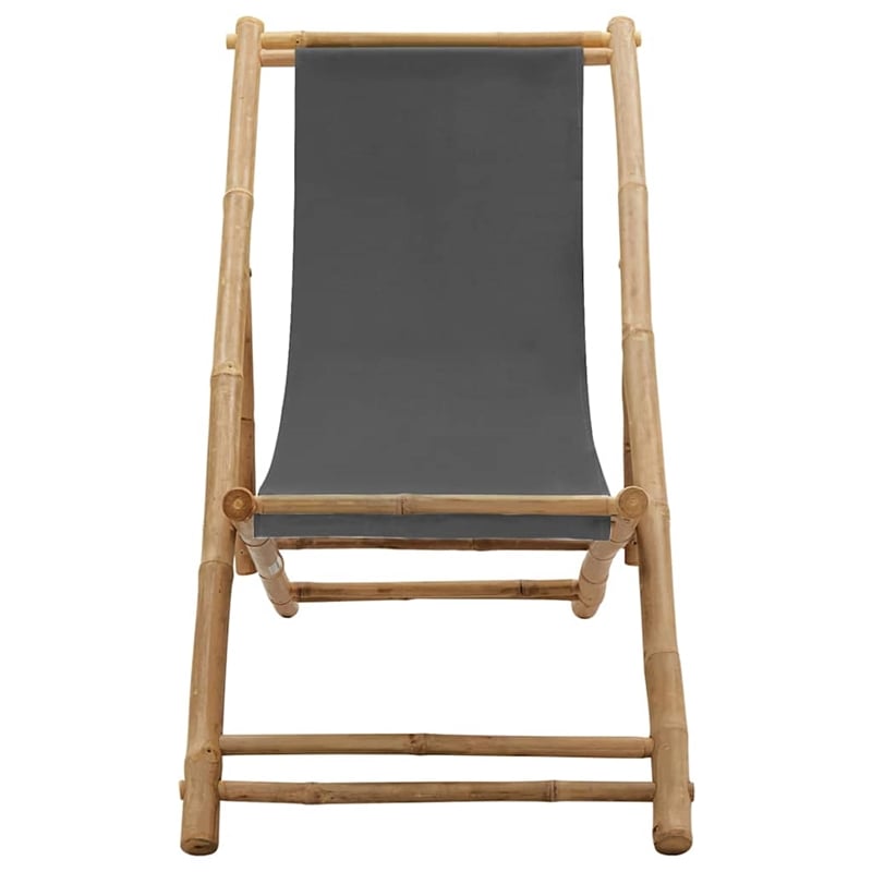 vidaXL Deck Chair Bamboo and Canvas Dark Gray