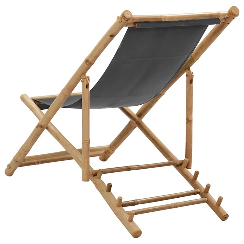 vidaXL Deck Chair Bamboo and Canvas Dark Gray