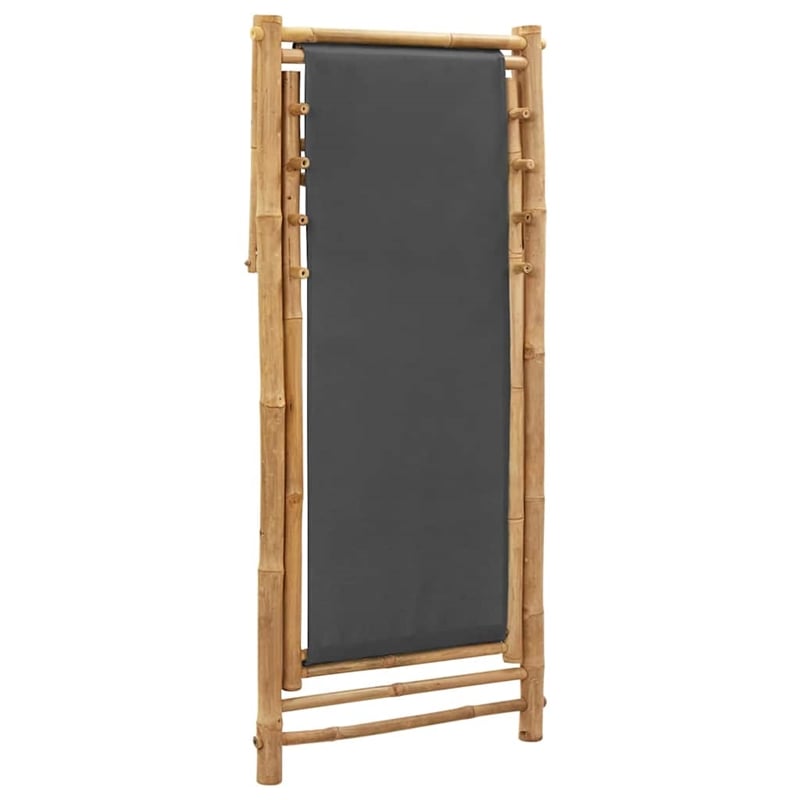 vidaXL Deck Chair Bamboo and Canvas Dark Gray