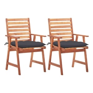 vidaXL Patio Dining Chairs 2 pcs with Cushions Solid Acacia Wood