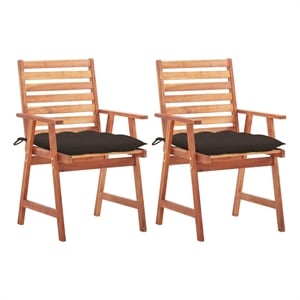 vidaXL Patio Dining Chairs 2 pcs with Cushions Solid Acacia Wood