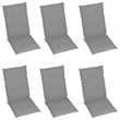 vidaXL Patio Reclining Chairs 6 pcs with Cushions Solid Acacia Wood