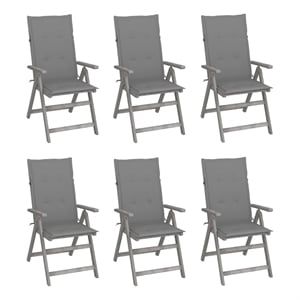 vidaXL Patio Reclining Chairs 6 pcs with Cushions Solid Acacia Wood