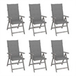 vidaXL Patio Reclining Chairs 6 pcs with Cushions Solid Acacia Wood