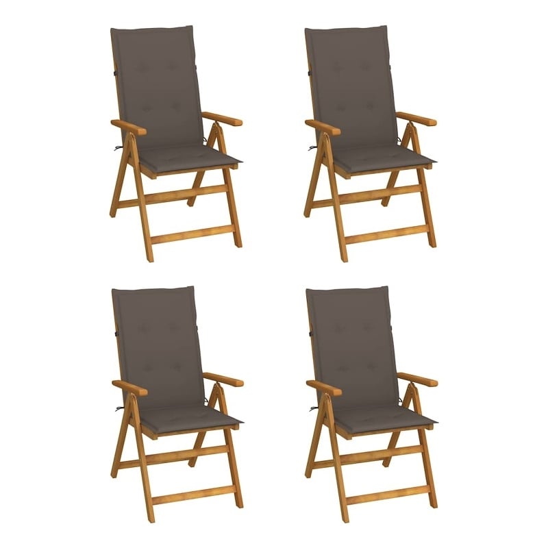 vidaXL Patio Reclining Chairs 4 pcs with Cushions Solid Acacia Wood