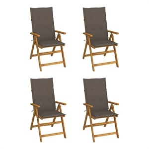 vidaXL Patio Reclining Chairs 4 pcs with Cushions Solid Acacia Wood