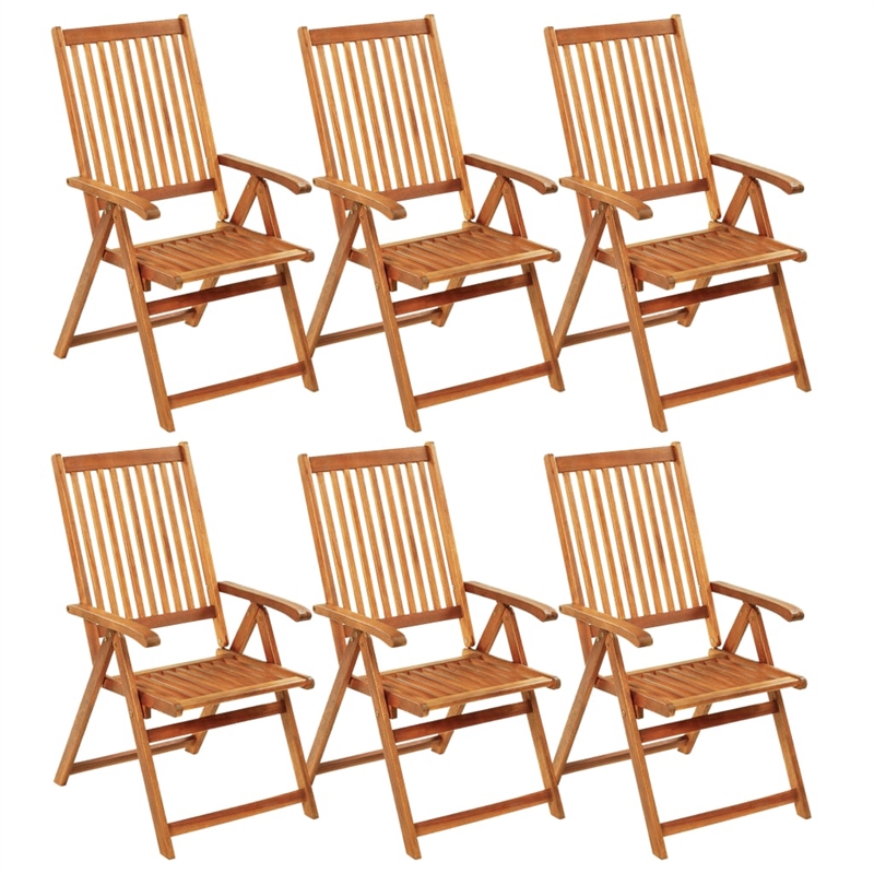 vidaXL Folding Patio Chairs 6 pcs with Cushions Solid Acacia Wood
