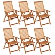 vidaXL Folding Patio Chairs 6 pcs with Cushions Solid Acacia Wood