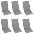 vidaXL Folding Patio Chairs 6 pcs with Cushions Solid Acacia Wood