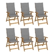 vidaXL Folding Patio Chairs 6 pcs with Cushions Solid Acacia Wood