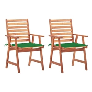 vidaXL Patio Dining Chairs 2 pcs with Cushions Solid Acacia Wood