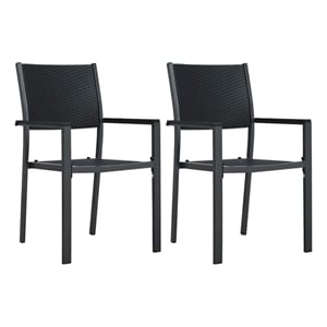 vidaXL Patio Chairs 2 pcs Black Plastic Rattan Look